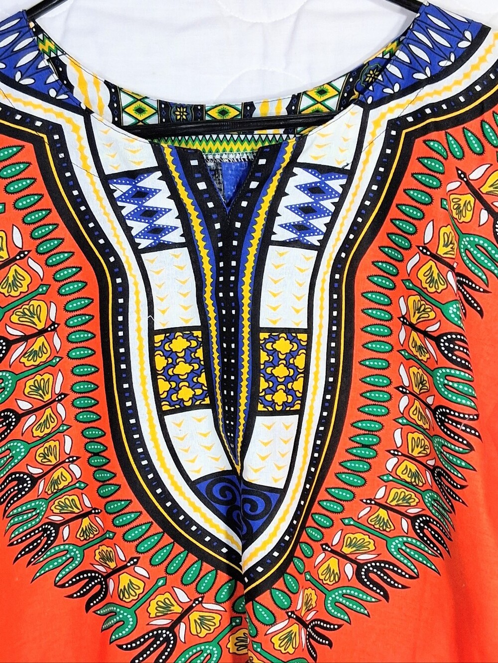 Dashiki Caftan "Angelina" Print Cultural Unisex Bulky Baggy V-neck Tunic Top - Picture 2 of 8